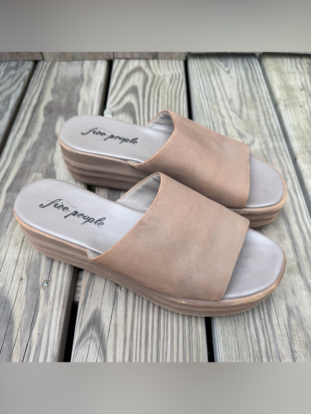 Free People Platform Slide Sandals Tan/Nude Boho 90s Y2K Minimalist EU 41